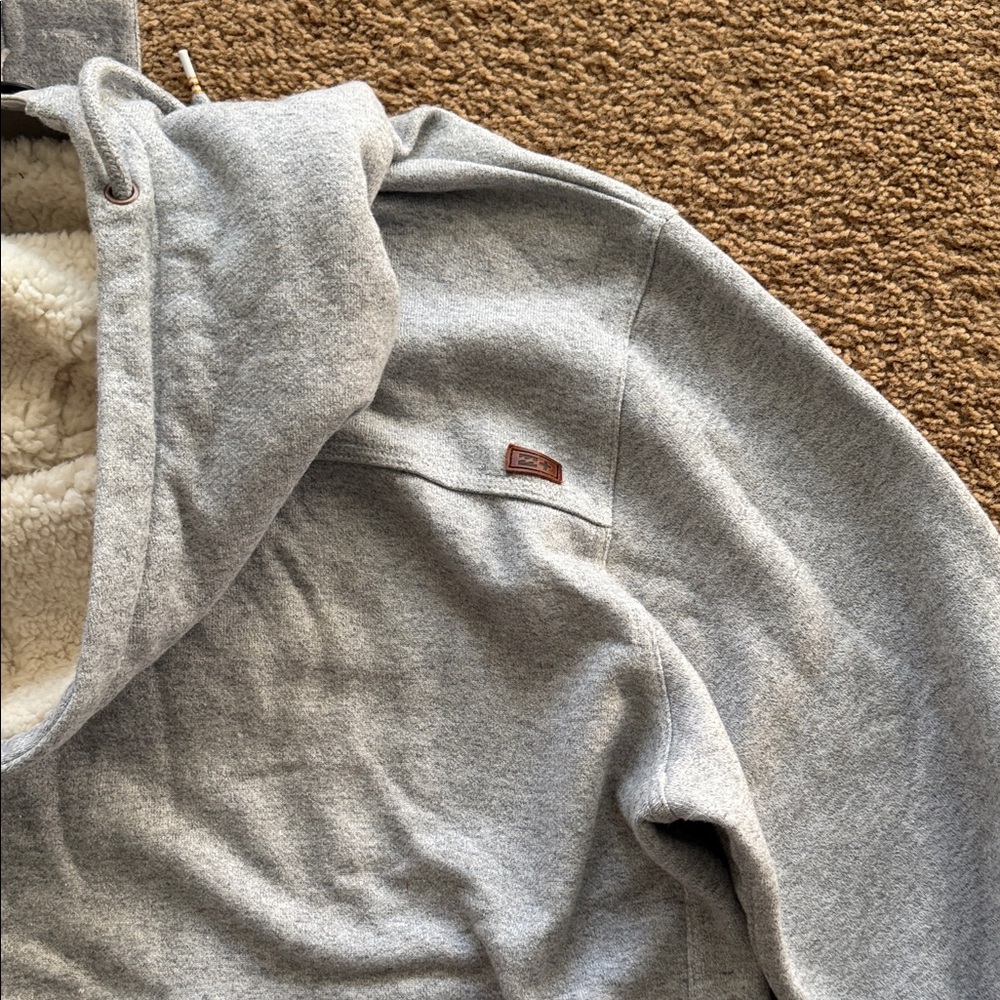 Billabong Heather Gray Sherpa-Lined Hooded Pullover - Picture 11 of 11